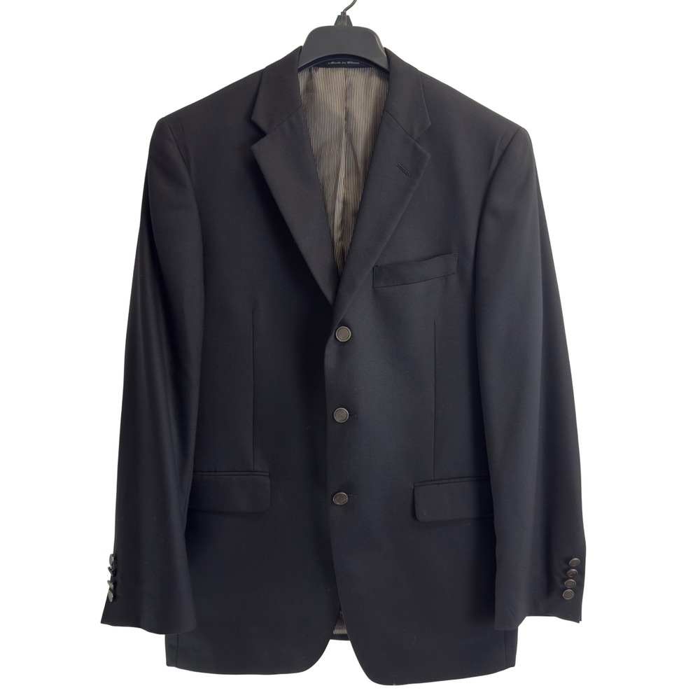 Axcess Claiborne Mens Black 3 Button Worsted Wool Blazer Suit Jacket Size 40R